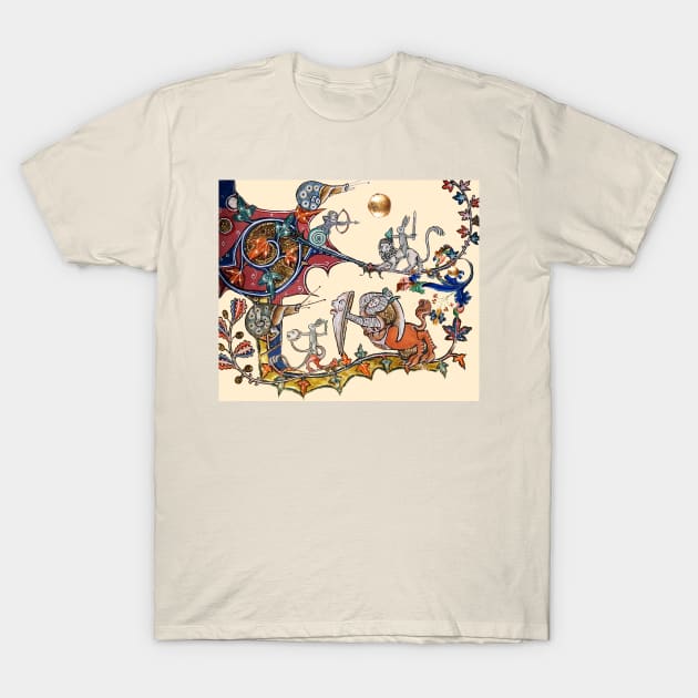 WEIRD MEDIEVAL BESTIARY WAR Between Snails and Killer Rabbits ,Lion,Centaur Knight T-Shirt by BulganLumini